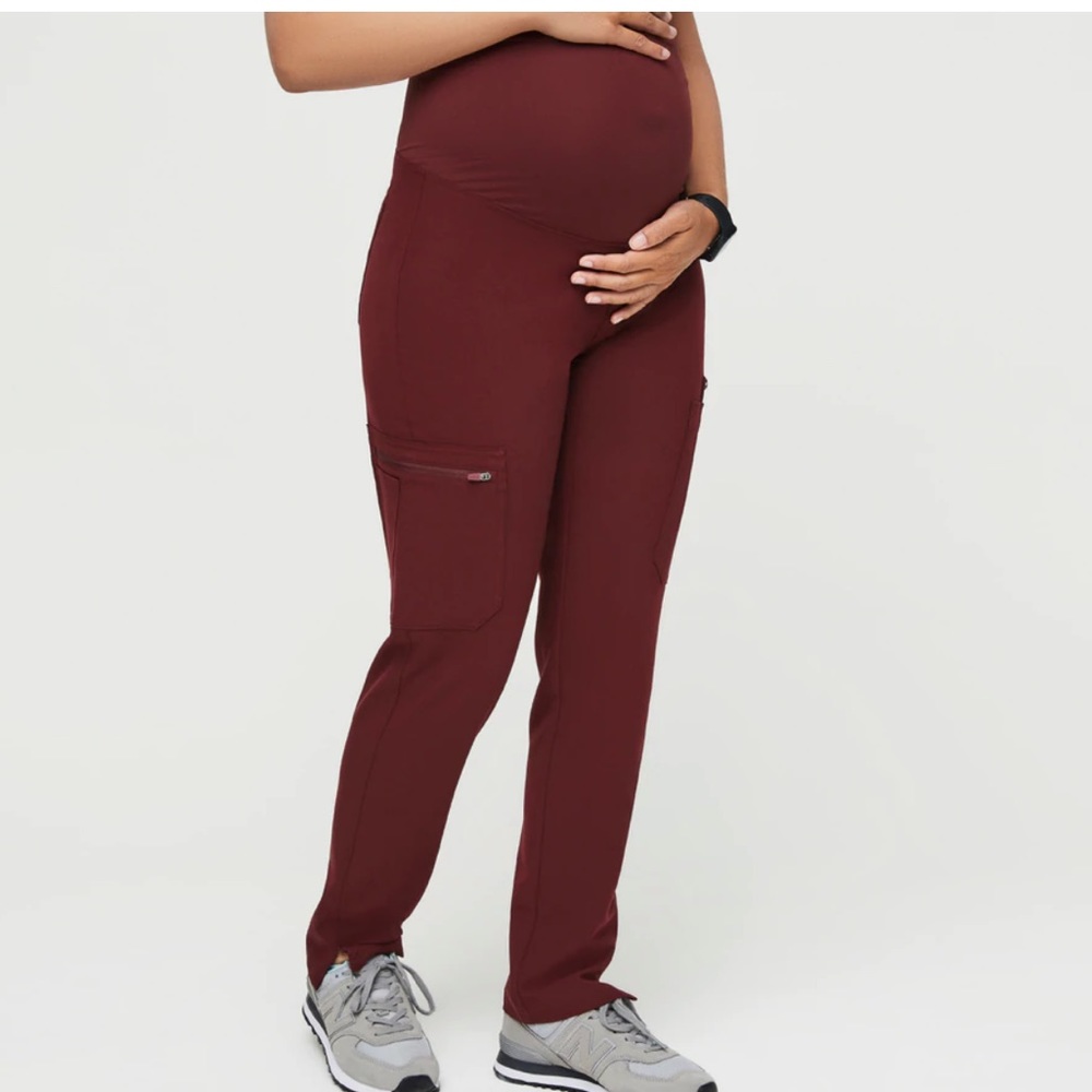 Figs Women's Burgundy Yola™ Maternity - Skinny Scrub Pants - M / Burgundy